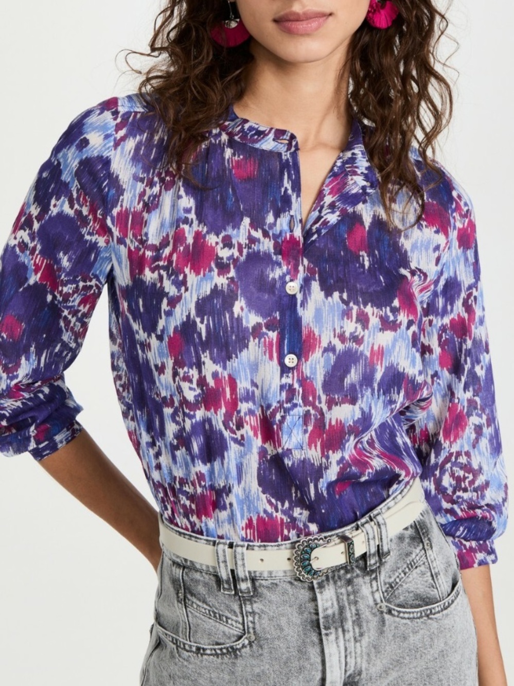 Isabel Marant Étoile Maria purple blue floral cotton blouse size 34